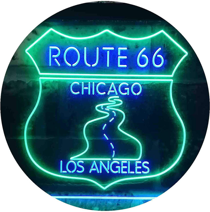 Chicago to Los Angeles Route 66 LED Light Sign - LED Gift Works