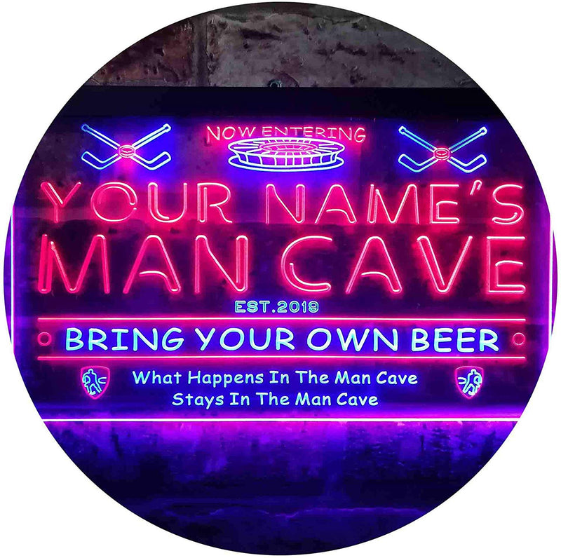 Personalized Sports Hockey Theme Man Cave LED Light Sign - LED Gift Works