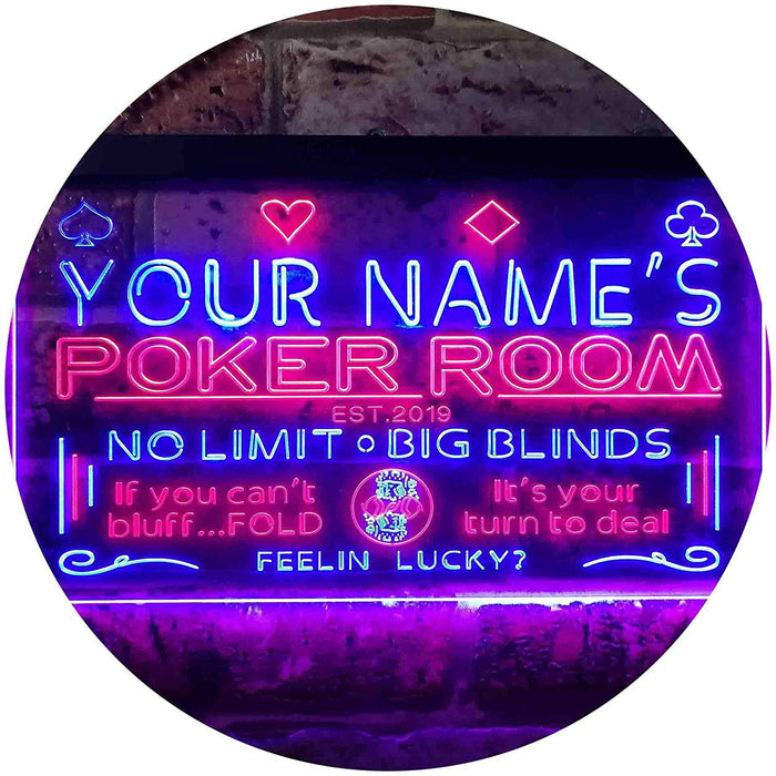 Personalized Poker Room LED Light Sign - Way Up Gifts