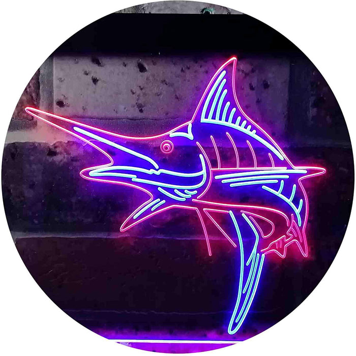 Deep Sea Fishing Blue Marlin Fish LED Light Sign - Way Up Gifts