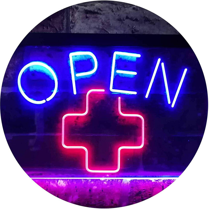 Open Medical Cross Dispensary LED Light Sign - LED Gift Works