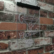 Cocktails Glass Bar Display LED Light Sign - LED Gift Works
