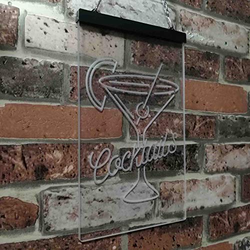 Cocktails Glass Bar Display LED Light Sign - LED Gift Works