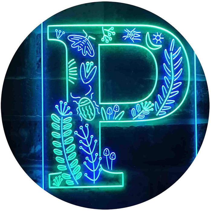 Family Name Letter P Monogram Initial LED Light Sign - Way Up Gifts