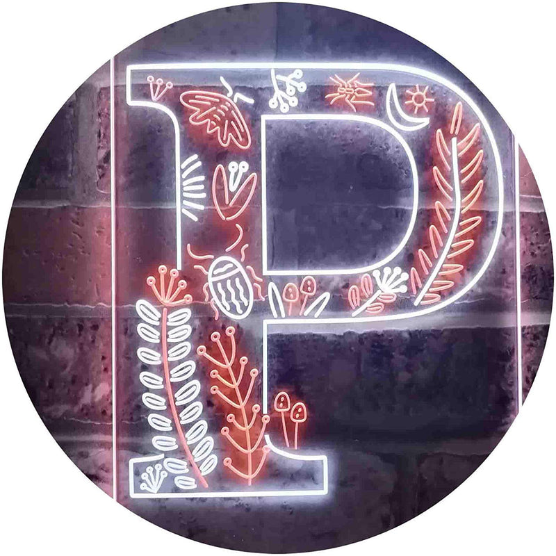 Family Name Letter P Monogram Initial LED Light Sign - LED Gift Works
