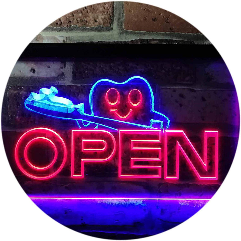 Open Toothbrush Dentist LED Light Sign - LED Gift Works