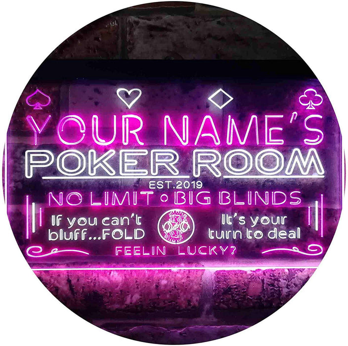 Personalized Poker Room LED Light Sign - Way Up Gifts