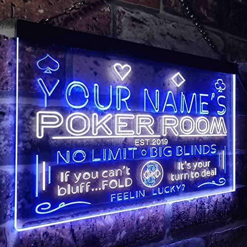 Personalized Poker Room LED Light Sign - LED Gift Works