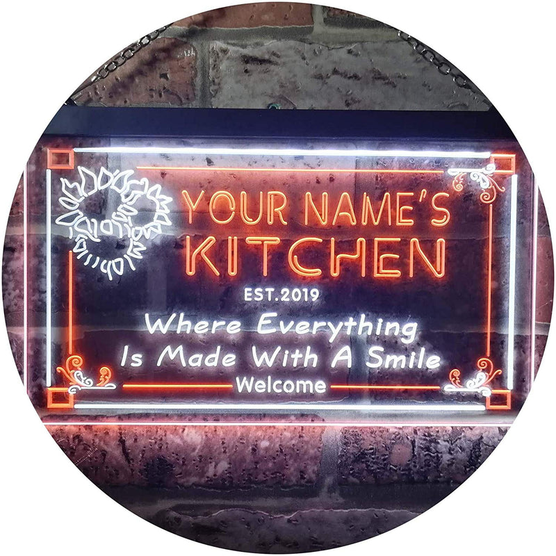 Personalized Home Kitchen Decor Made with Smile LED Light Sign - LED Gift Works