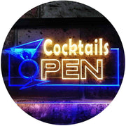 Bar Cocktails Open LED Light Sign - LED Gift Works