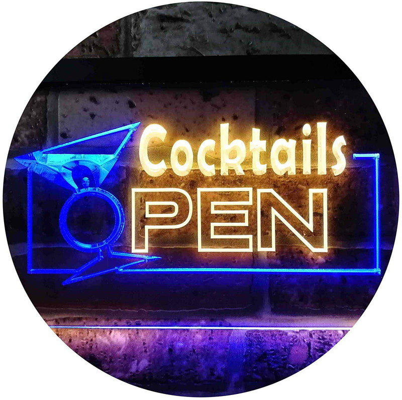 Bar Cocktails Open LED Light Sign - LED Gift Works