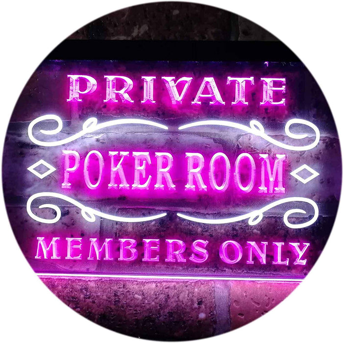 Private Poker Room Members Only LED Light Sign - Way Up Gifts