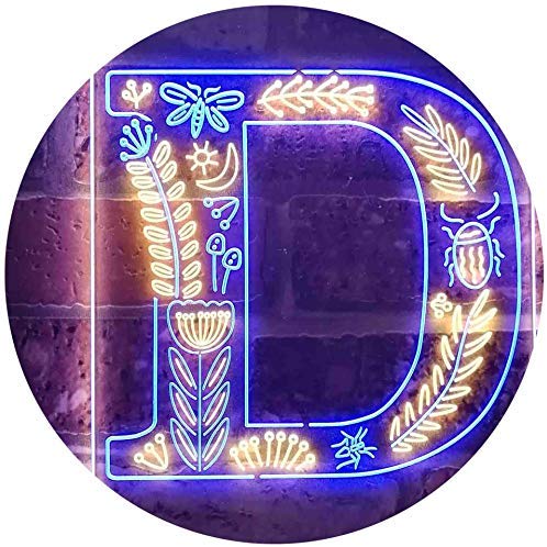 Family Name Letter D Monogram Initial LED Light Sign - Way Up Gifts