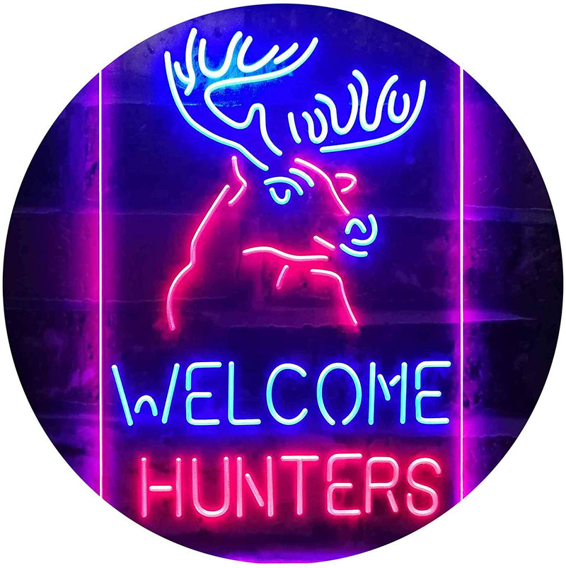 Hunting Store Cabin Decor Welcome Hunters LED Light Sign - LED Gift Works