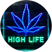 Marijuana Leaf High Life LED Light Sign - LED Gift Works
