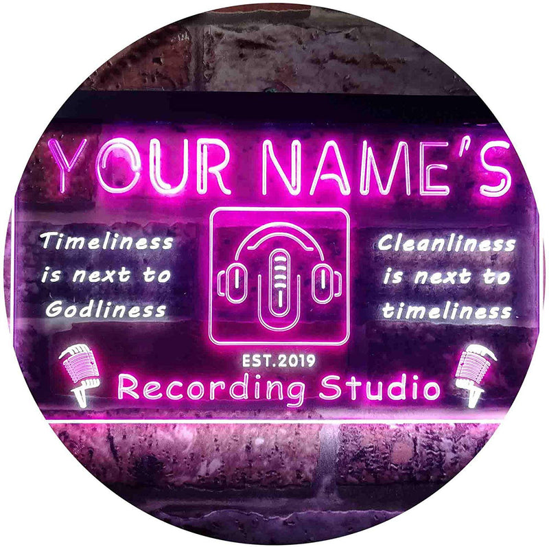 Personalized Recording Studio LED Light Sign - LED Gift Works