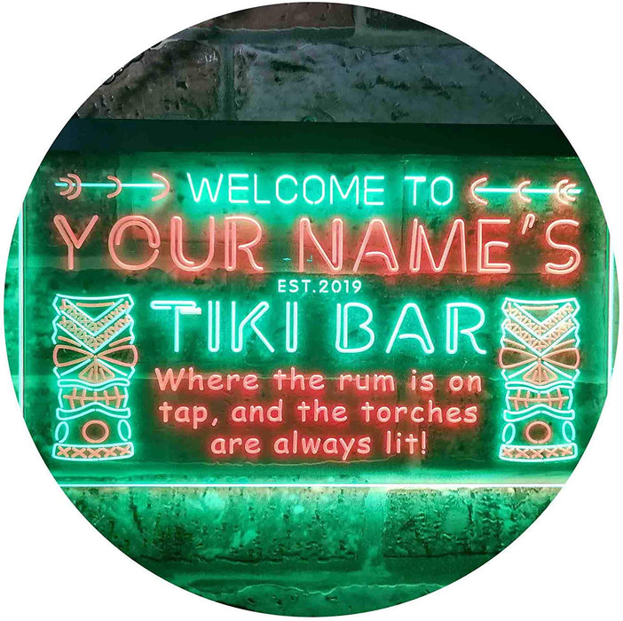 Personalized Tiki Bar LED Light Sign - Way Up Gifts