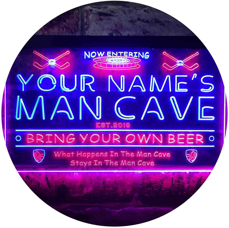 Personalized Sports Hockey Theme Man Cave LED Light Sign - LED Gift Works