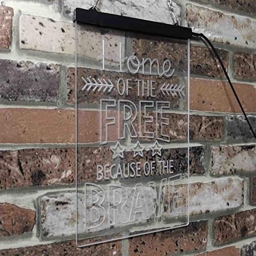 USA Home of The Free Because of The Brave LED Light Sign - LED Gift Works