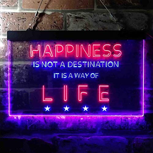 Happiness is a Way of Life Quotes Bedroom Decor LED Light Sign - Way Up Gifts