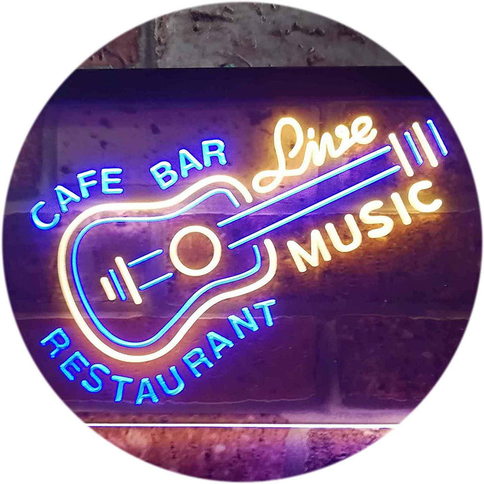 Guitar Cafe Bar Restaurant Live Music LED Light Sign - Way Up Gifts