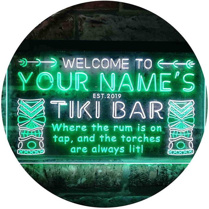 Personalized Tiki Bar LED Light Sign - Way Up Gifts