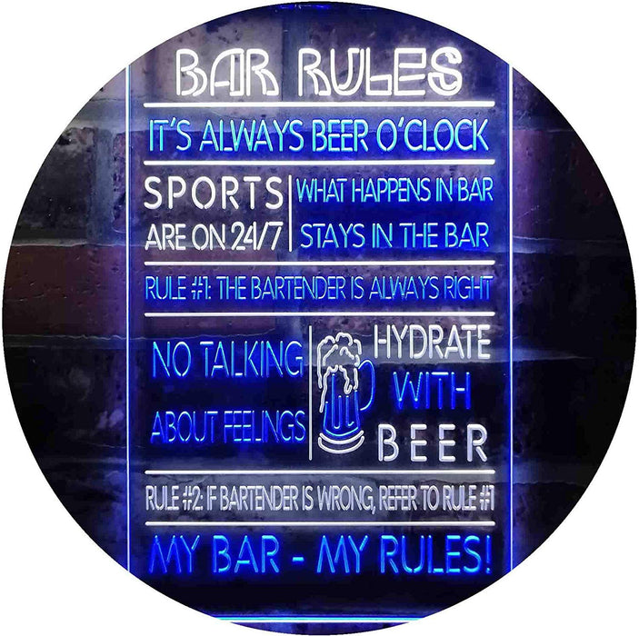 Bar Rules LED Light Sign - Way Up Gifts