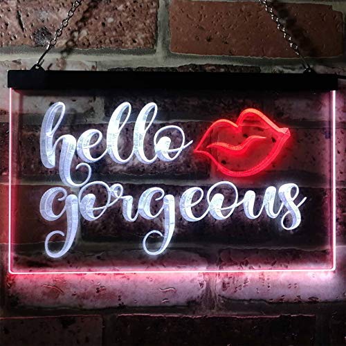 Lips Hello Gorgeous LED Light Sign - Way Up Gifts