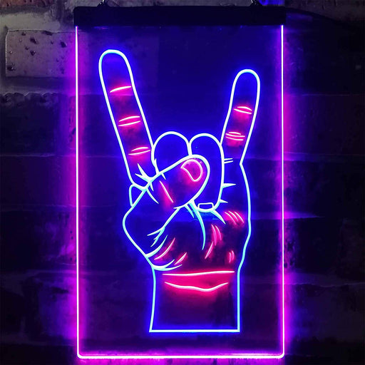 Rock n Roll Hand Sign of the Horns LED Light Sign - Way Up Gifts