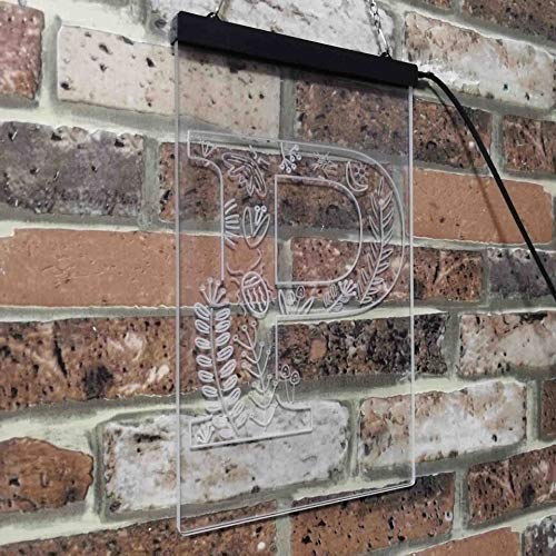 Family Name Letter P Monogram Initial LED Light Sign - LED Gift Works