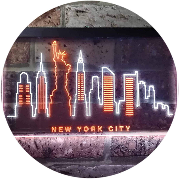 New York City Skyline Statue of Liberty LED Light Sign - Way Up Gifts