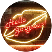 Lips Hello Gorgeous LED Light Sign - LED Gift Works