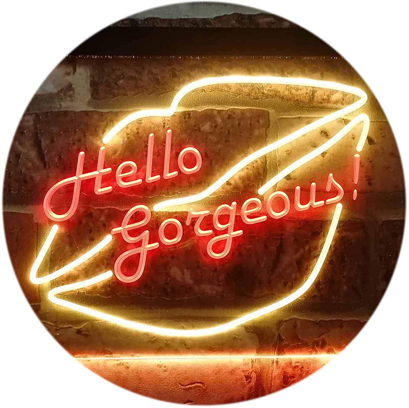 Lips Hello Gorgeous LED Light Sign - LED Gift Works