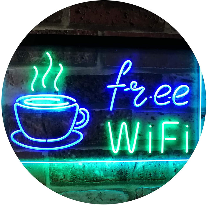 Cafe Coffee Free WiFi LED Light Sign - Way Up Gifts