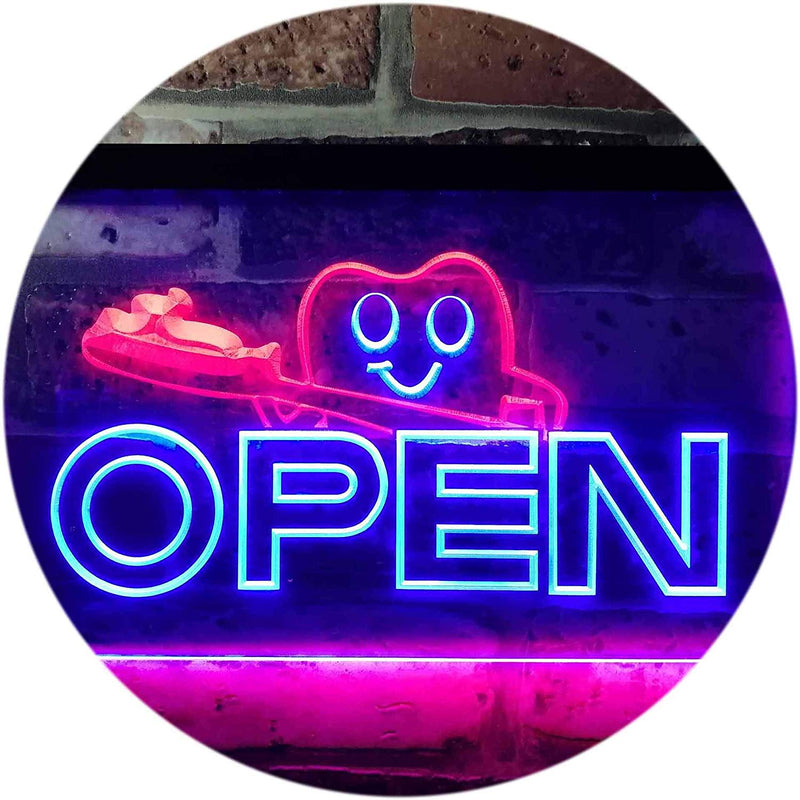 Open Toothbrush Dentist LED Light Sign - LED Gift Works