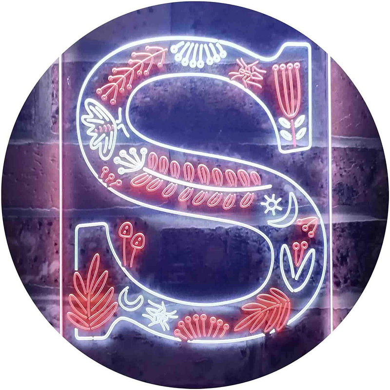 Family Name Letter S Monogram Initial LED Light Sign - LED Gift Works