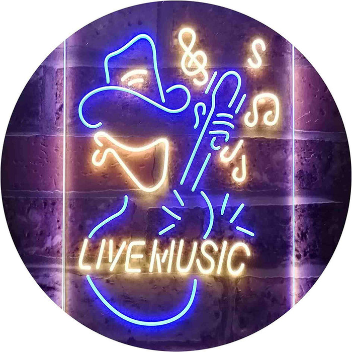 Cowboy Guitar Live Music LED Light Sign - Way Up Gifts