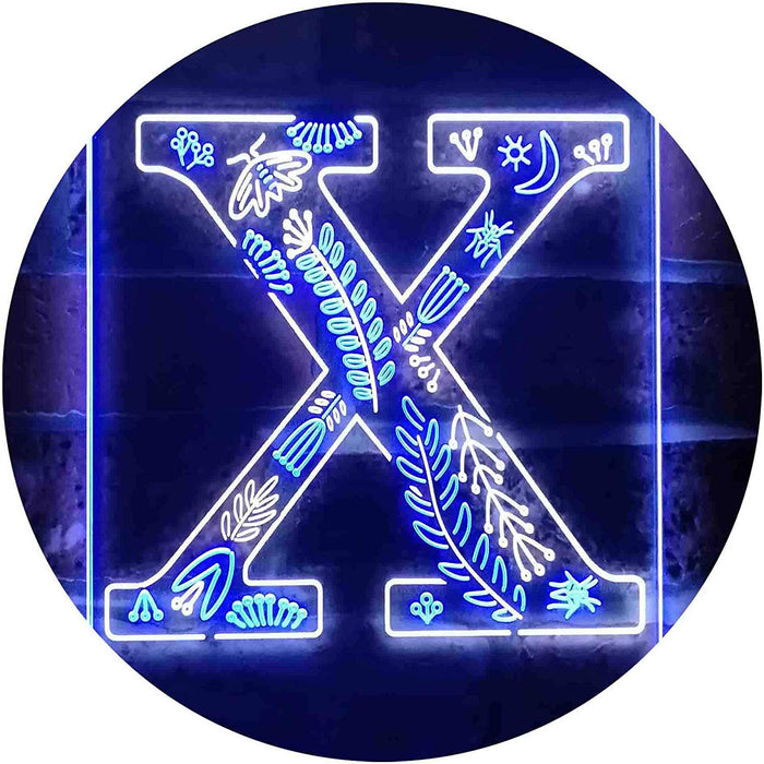 Family Name Letter X Monogram Initial LED Light Sign - Way Up Gifts