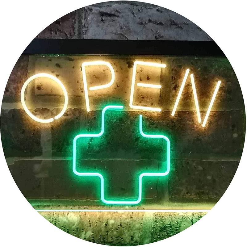 Open Medical Cross Dispensary LED Light Sign - LED Gift Works