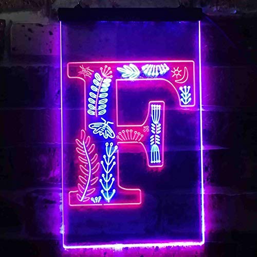 Family Name Letter F Monogram Initial LED Light Sign - Way Up Gifts