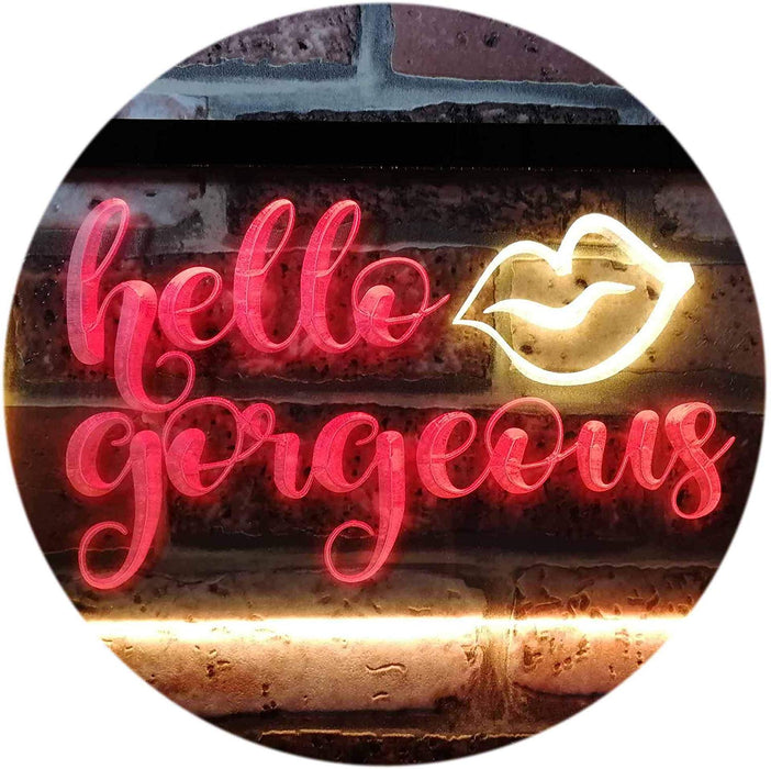 Lips Hello Gorgeous LED Light Sign - Way Up Gifts