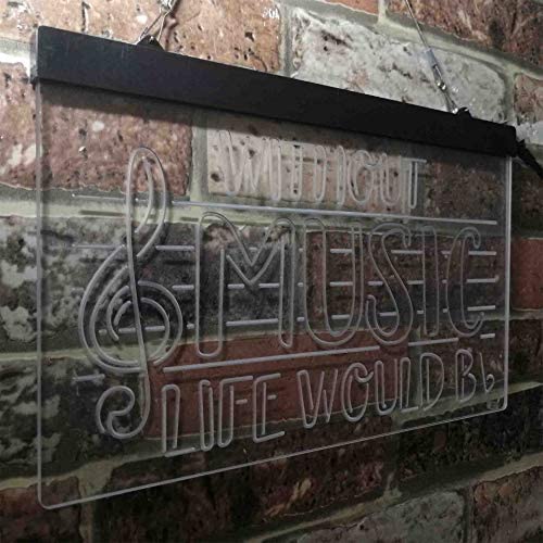 Musician Gift Without Music Life Would Be Flat LED Light Sign - Way Up Gifts