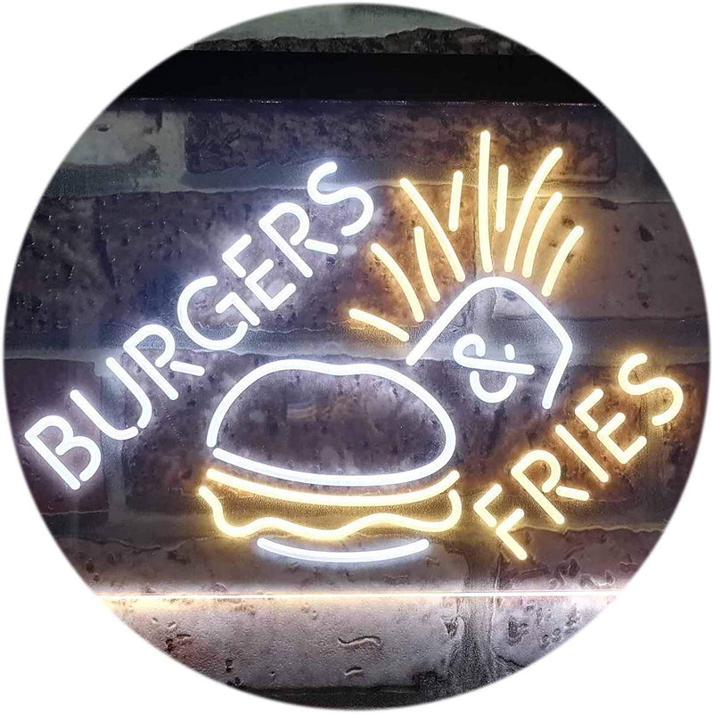 Hamburgers Burgers Fries LED Light Sign - LED Gift Works