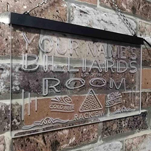 Personalized Pool Billiards Room LED Light Sign - Way Up Gifts