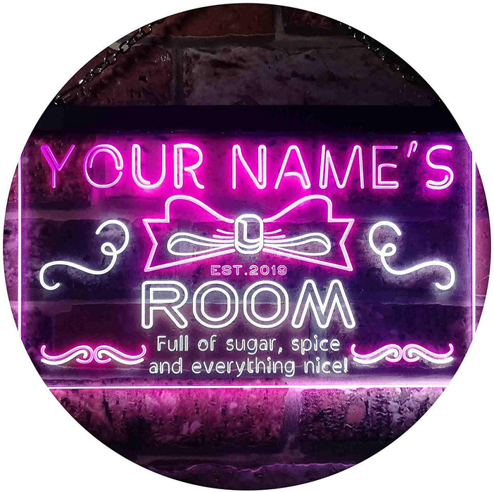 Personalized Sugar Spice Everything Nice Girl Room Decor LED Light Sign - Way Up Gifts