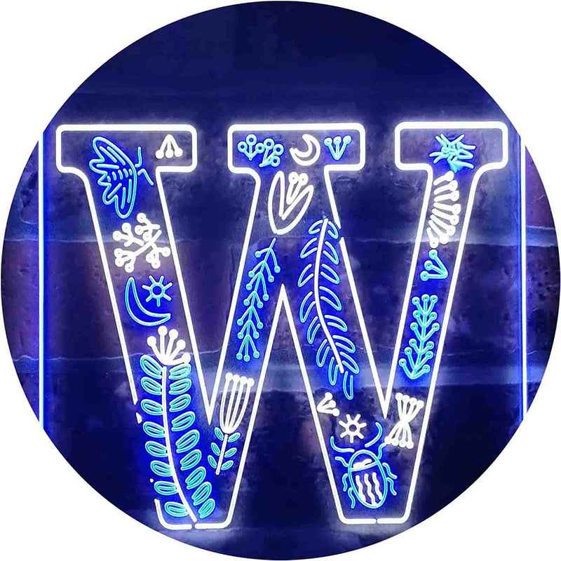 Family Name Letter W Monogram Initial LED Light Sign - LED Gift Works