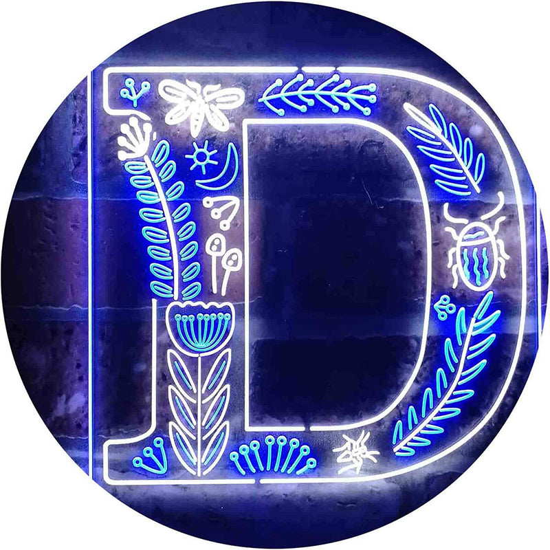 Family Name Letter D Monogram Initial LED Light Sign - LED Gift Works