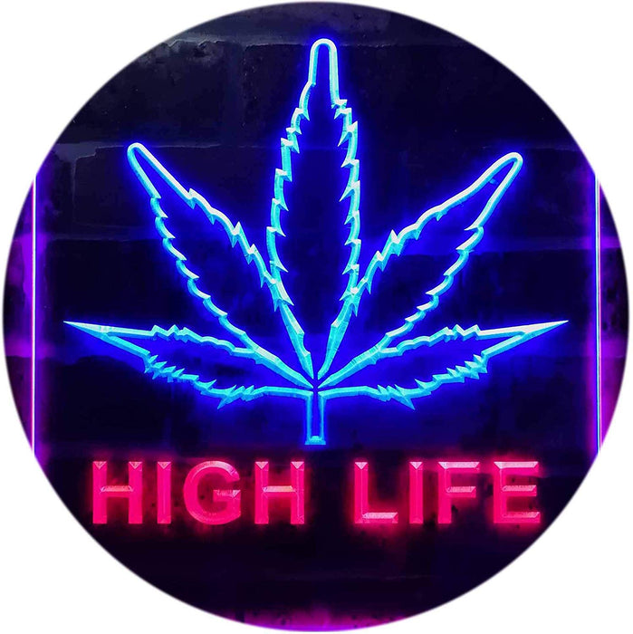 Marijuana Leaf High Life LED Light Sign - Way Up Gifts