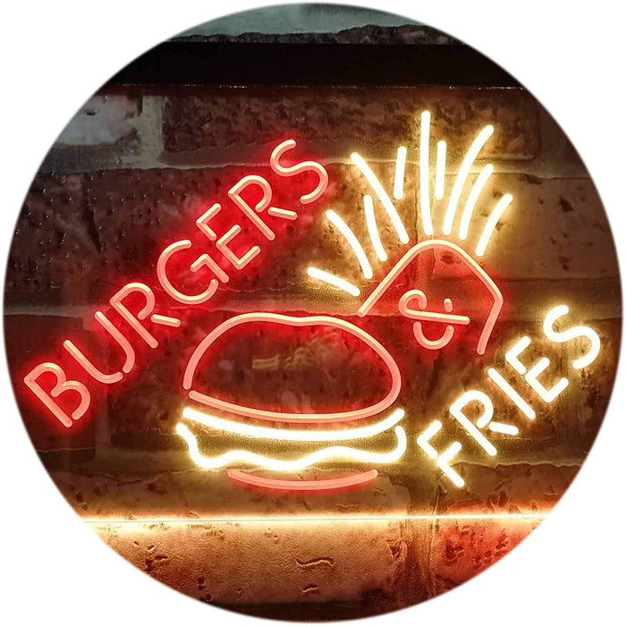Hamburgers Burgers Fries LED Light Sign - Way Up Gifts