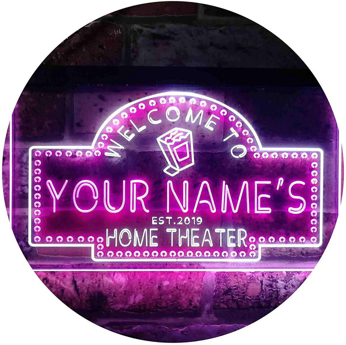 Personalized Movie Room Home Theater LED Light Sign - Way Up Gifts